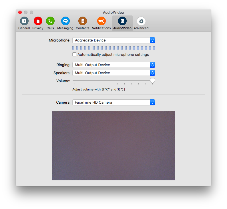 settings on skype for mac